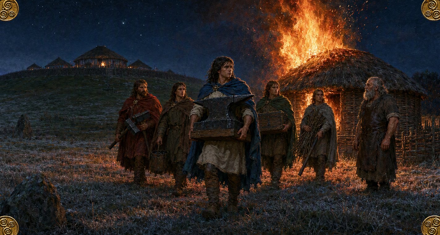 Under stars a round thatched forge blazes at the edge of Tara as Niall strides out with a great anvil, his four half-brothers beside him and the old smith watching.